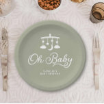Modern OH Baby shower gepersonaliseerd Papieren Bordje<br><div class="desc">Dit moderne minimalistische bord van douchepapier "Oh Baby" combineert een eenvoudig maar verbluffend design en delicate typografie. Of je nu een gezellig samenzijn of een groot bash plant,  deze papieren borden zullen zeker een statement maken. Ga voor meer coördinerende items naar ons Modern Minimal Baby shower Collectie</div>