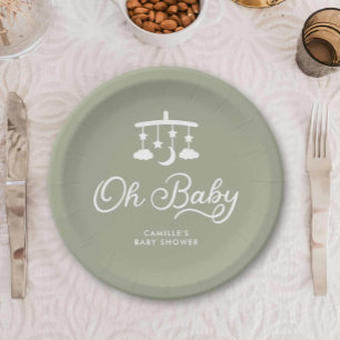 Modern OH Baby shower gepersonaliseerd Papieren Bordje