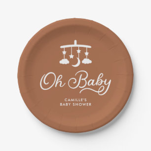 Modern OH Baby shower gepersonaliseerd Papieren Bordje