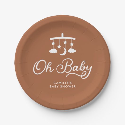 Modern OH Baby shower gepersonaliseerd Papieren Bordje (Voorkant)