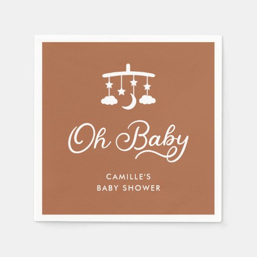 Modern OH Baby shower gepersonaliseerde papieren s Servet (Voorkant)