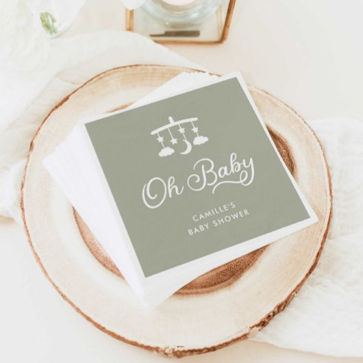 Modern OH Baby shower Sage Green Servet