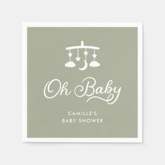 Modern OH Baby shower Sage Green Servet (Voorkant)
