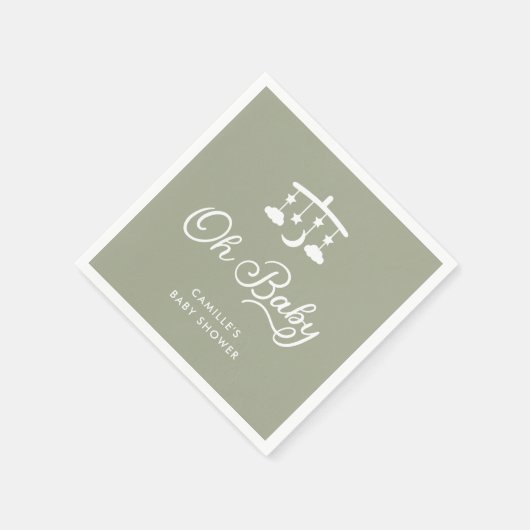 Modern OH Baby shower Sage Green Servet (Hoek)