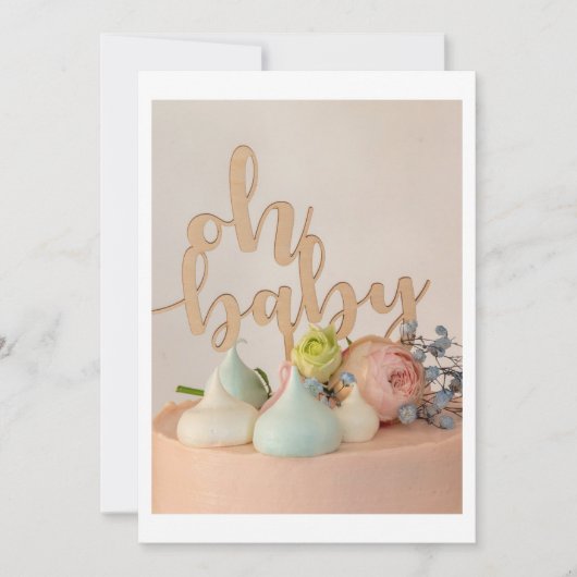 Modern Oh Baby shower Uitnodiging met Pastel Cake (Voorkant)