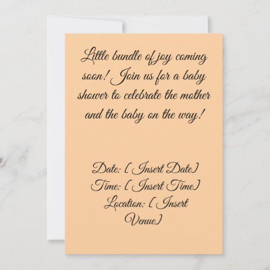 Modern Oh Baby shower Uitnodiging met Pastel Cake (Achterkant)