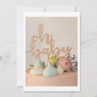 Modern Oh Baby shower Uitnodiging met Pastel Cake