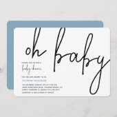 Modern Oh Baby Uitnodiging (Voorkant / Achterkant)