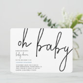 Modern Oh Baby Uitnodiging (Staand voorkant)