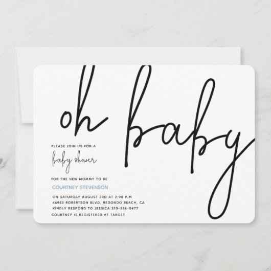 Modern Oh Baby Uitnodiging (Voorkant)