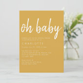 Modern Oh Baby Yellow Baby shower Kaart (Staand voorkant)