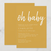 Modern Oh Baby Yellow Baby shower Kaart (Voorkant / Achterkant)