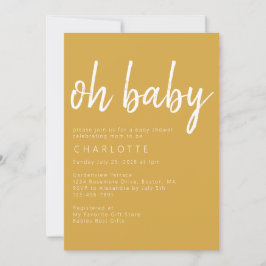 Modern Oh Baby Yellow Baby shower Kaart