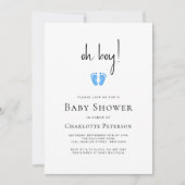 Modern Oh Boy Blue Baby shower Kaart (Voorkant)
