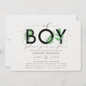 Modern Oh Boy Blue Tropical Greenery Baby shower Kaart (Voorkant)