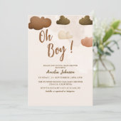 Modern Oh boy boho boy Baby shower Kaart (Staand voorkant)