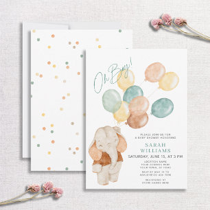 Modern Oh Boy Elephant Baby shower Kaart