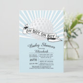 Modern Oh Boy Golf Ball Boys Baby shower Kaart (Staand voorkant)