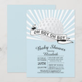 Modern Oh Boy Golf Ball Boys Baby shower Kaart (Voorkant / Achterkant)