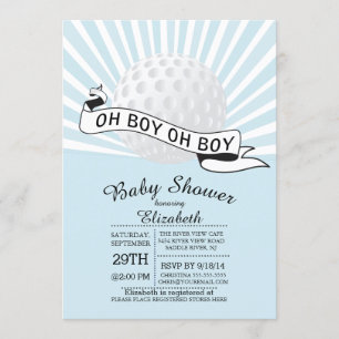 Modern Oh Boy Golf Ball Boys Baby shower Kaart