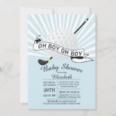 Modern Oh Boy Golf Ball Boys Baby shower Kaart (Voorkant)