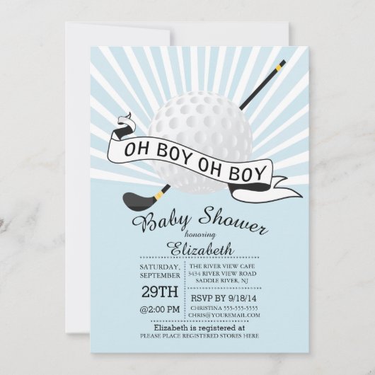 Modern Oh Boy Golf Ball Boys Baby shower Kaart (Voorkant)