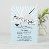Modern Oh Boy Golf Ball Boys Baby shower Kaart (Staand voorkant)