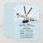 Modern Oh Boy Hockey Boys Baby shower Kaart (Voorkant / Achterkant)