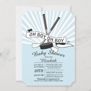 Modern Oh Boy Hockey Boys Baby shower Kaart