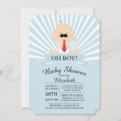 Modern Oh Boy Mustache Boys Baby shower Kaart (Voorkant)