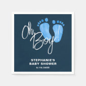 Modern Oh Boy Navy blauw Baby shower Servet (Voorkant)