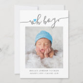 Modern Oh Boy Script Sky Blue Heart 2-Photos ter g Aankondiging (Voorkant)