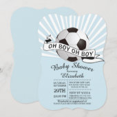 Modern Oh Boy Soccer Boys Baby shower Kaart (Voorkant / Achterkant)