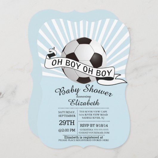 Modern Oh Boy Soccer Boys Baby shower Kaart (Voorkant / Achterkant)