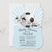 Modern Oh Boy Soccer Boys Baby shower Kaart (Voorkant)