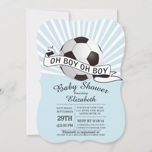 Modern Oh Boy Soccer Boys Baby shower Kaart (Voorkant)