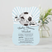 Modern Oh Boy Soccer Boys Baby shower Kaart (Staand voorkant)