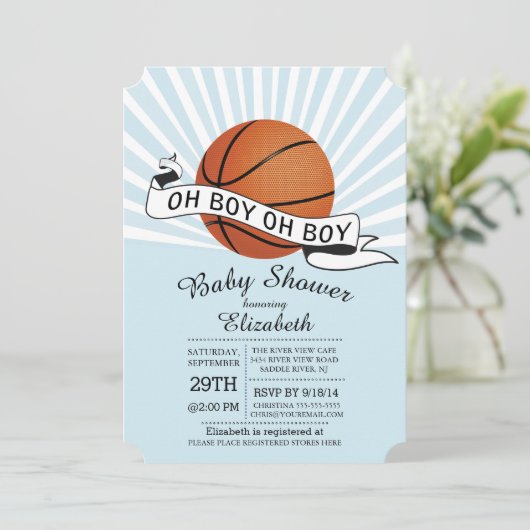 Modern Oh Boy Sport Basketbal Boys Baby shower Kaart (Staand voorkant)