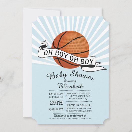 Modern Oh Boy Sport Basketbal Boys Baby shower Kaart (Voorkant)
