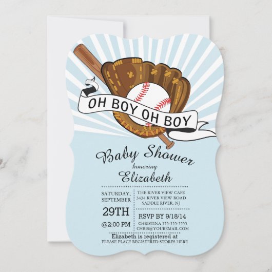 Modern Oh Boy Sports Baseball Boys Baby shower Kaart (Voorkant)