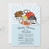Modern Oh Boy Sports Boys Baby shower Kaart (Voorkant)