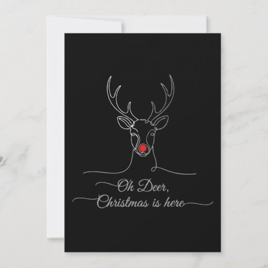 Modern "Oh Deer" Minimalistisch Kerstrendier Kaart (Voorkant)