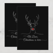 Modern "Oh Deer" Minimalistisch Kerstrendier Kaart (Voorkant / Achterkant)