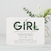 Modern Oh Girl Blush Tropical Greenery Baby shower Kaart (Staand voorkant)