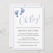 Modern Oh jongen! Baby shower voetafdruk in uitnod Kaart (Voorkant)