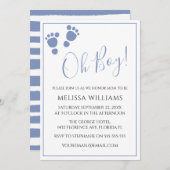 Modern Oh jongen! Baby shower voetafdruk in uitnod Kaart (Voorkant / Achterkant)