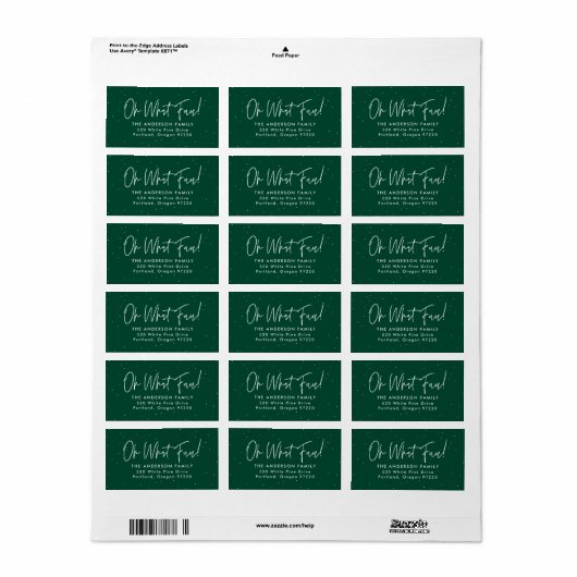Modern Oh Wat Leuk Script Groen Retouradres Etiket (Full Sheet)