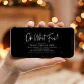 Modern Oh What Fun Script Black Holiday Party Kaart