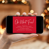 Modern Oh What Fun Script Red Holiday Party Kaart