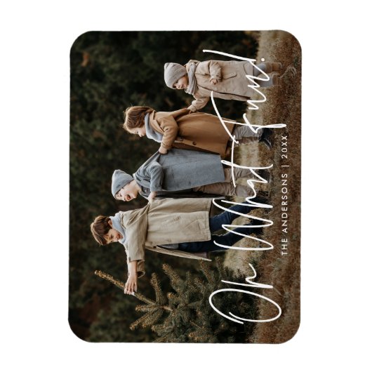 Modern Oh What Fun Script Vakantie Foto Magneet (Verticaal)